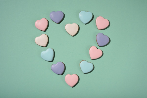 Heart-Shaped Cookies Lie in Shape of Heart